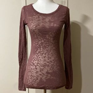 Express Mauve Plum Sheer Long Sleeve Top, Size XS